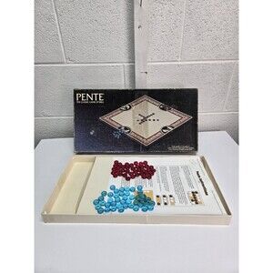 Pente The Classic Game of Skill Board Game Penta Games Red & Blue Stones
